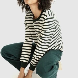 MADEWELL Long-Sleeve Tee in Eaves Green Stripe XXS